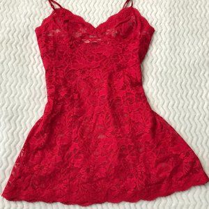 Poppy Red Lace Victroria's Secret Night Slip